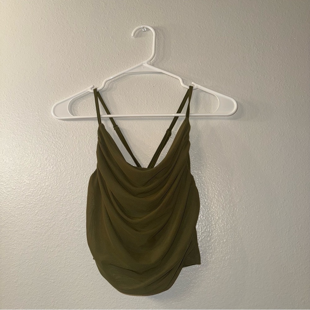 SHEIN Green Ruched Backless Camisole Top
